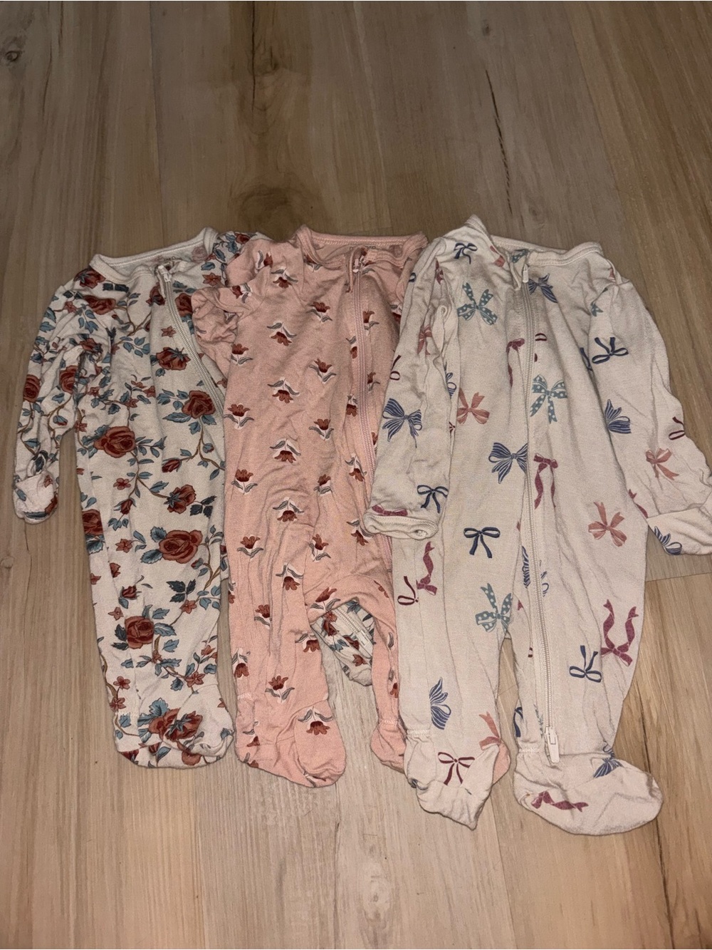 Carter's Girls Floral & Bow Footed Pajama Bundle - Pink, Cream, Blue